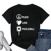 Womens Pickleball Tshirts Pickleball Shirt Peace Love Pickleball T-Shirt Black Small