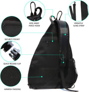 Sling Bag Sports Pickleball Bag Pickleball Backpack for Men Women Adjustable Tennis Bag for Pickleball Paddle with Fence Hook,Water Bottle Holder